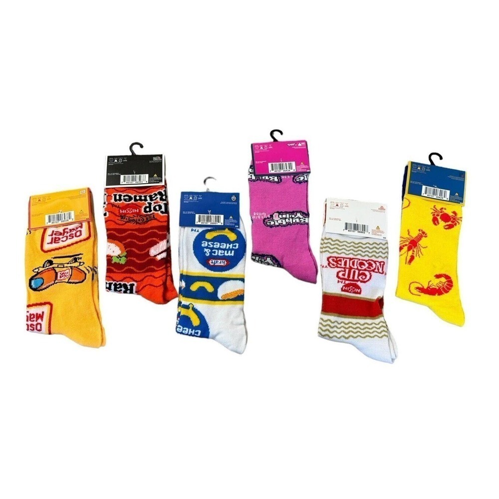 Odd Sox Novelty Crazy Socks Noodles Hot Dogs Gum Mac Cheese Mens Sz 6-12 Crew - Picture 4 of 6
